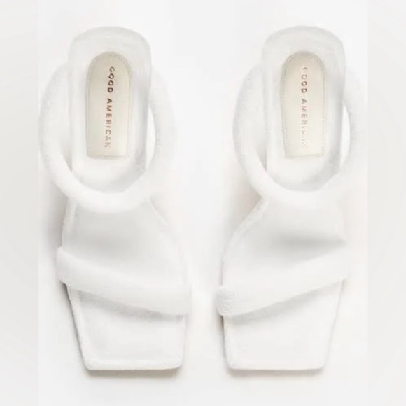 NIB Good American White Terry Cloth Heels - Size 10